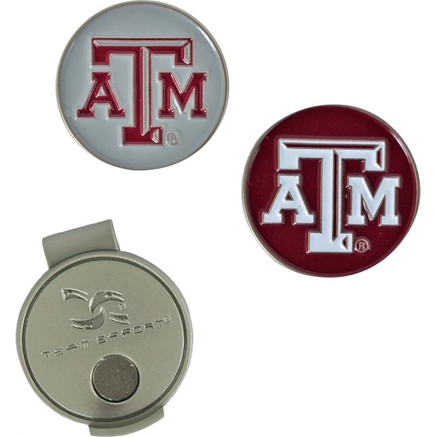 Team Effort Collegiate Hat Clip and Ball Marker - Maroon/Silver/White