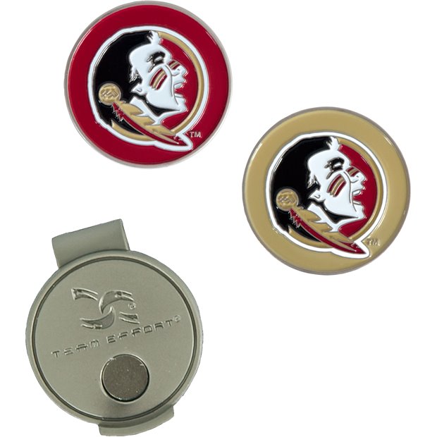 Team Effort Collegiate Hat Clip and Ball Marker - Red/Gold