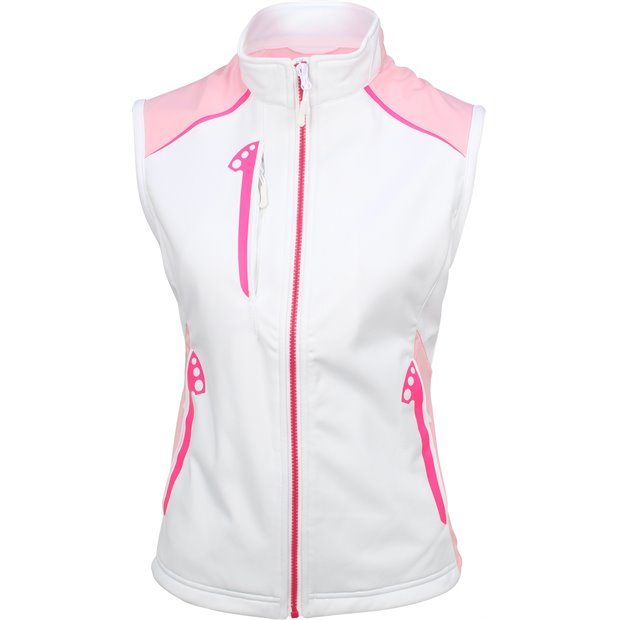 Glen Echo Stretch Tech® Water Repellent Ladies Vest - White/Pink - Size: S