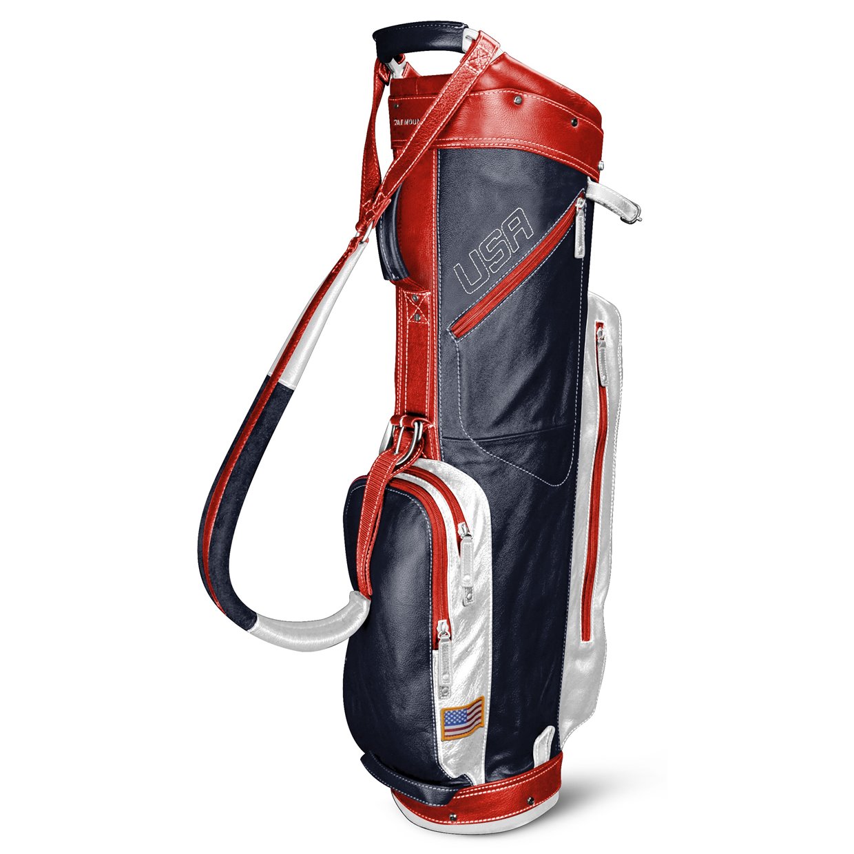 Sun Mountain Leather Navy White Red Cart Bag