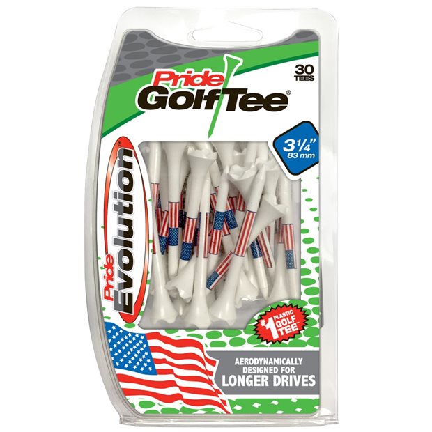 Pride Evolution - Special Edition USA 3 1/4" 30 Count Golf Tees - White