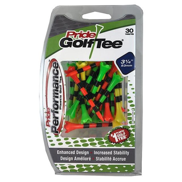 Pride Evolution Striped 3 1/4" 30ct Golf Tees - Citrus/Yellow/Red