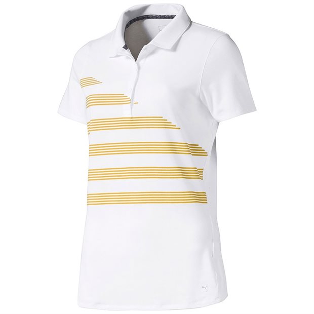 Puma Step Stripe Ladies Polo Shirt - Bright White - Size: L