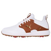 View Puma Ignite PWRAdapt Caged Crafted Golf Shoe Puma White/Leather Brown/Team Gold