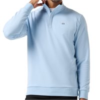 View TravisMathew Cloud Quarter Zip 2.0 Outerwear Heather Powder Blue