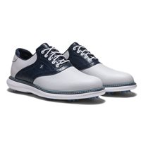 View FootJoy FJ Traditions Previous Season Shoe Style Golf Shoe White/Navy/Blue