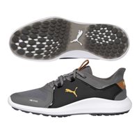 Puma Ignite Fasten8 Spikeless Golf Shoes - Quiet Shade/Gold/Puma Black - Size: 9 W