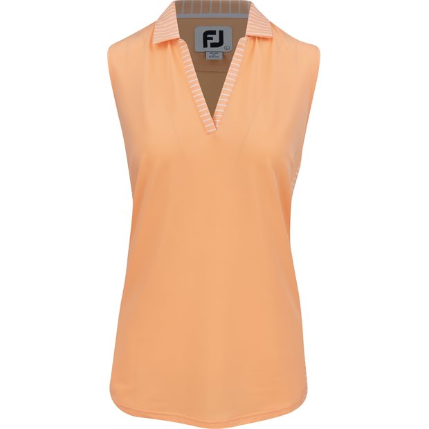 FootJoy Sleeveless Open Placket Previous Season Apparel Style Ladies Polo Shirt - Melon - Size: M