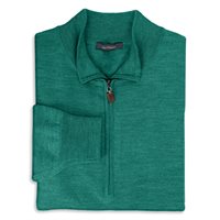 View Turtleson Extra Fine Merino 1/4 Zip Sweater Evergreen