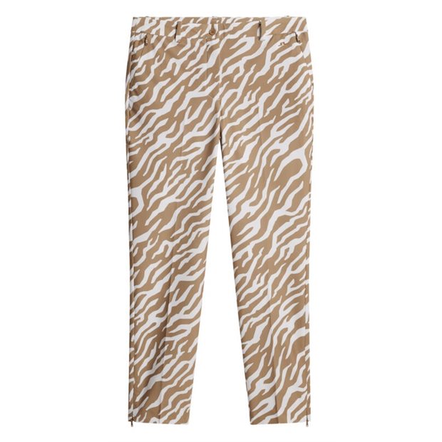 J. Lindeberg Pia Print Golf Ladies Flat Front Pants - Tour Tigers Eye - Size: 26