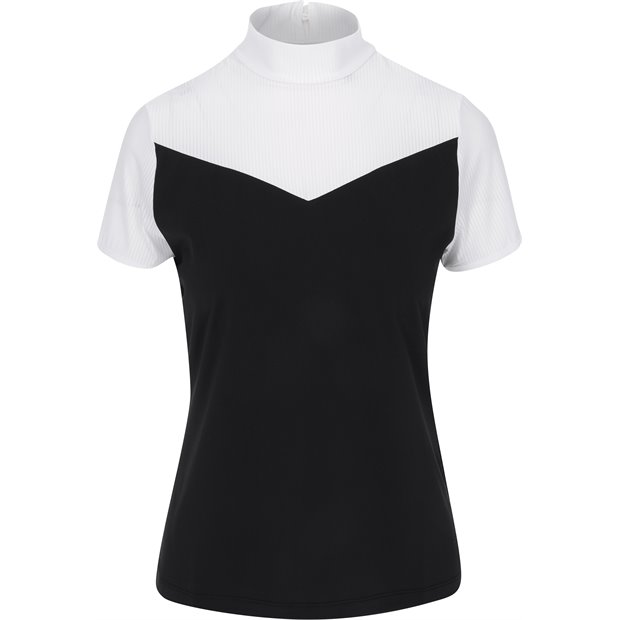 JDX Sherri SS Combo Grid Ladies Long Sleeve Polo Shirt - White - Size: XL