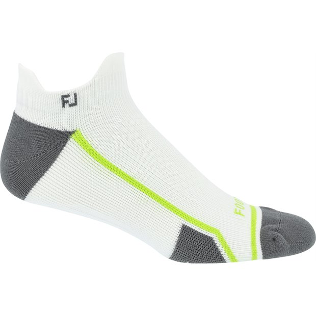 FootJoy Tech D.R.Y Roll Tab Ankle Socks - White/Grey - Size: 7 - 12
