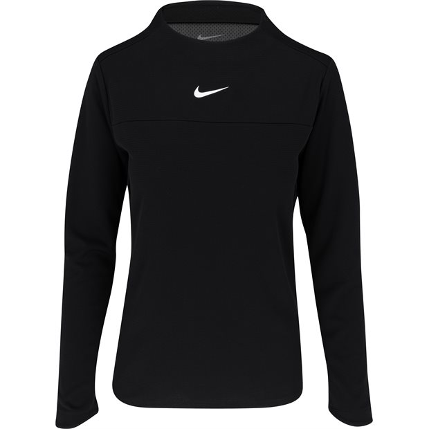 Nike Dri Fit UV Club Crew Top Ladies Pullover - Black/White - Size: L
