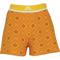 View J. Lindeberg Flare Knitted Shorts Orange Diamond Logo