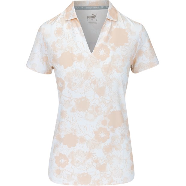 Puma Cloudspun Lillypad Ladies Polo Shirt - Bright White/Rose Dust - Size: M