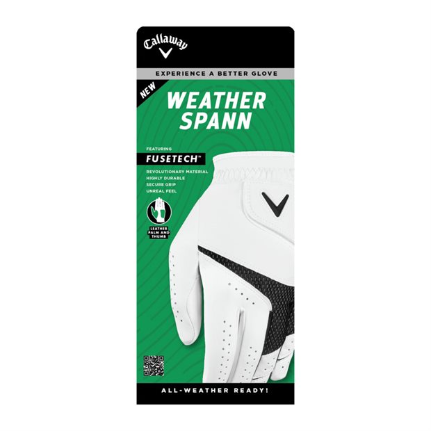 Callaway Weather Spann 23 Right Golf Glove - White/Black M Regular