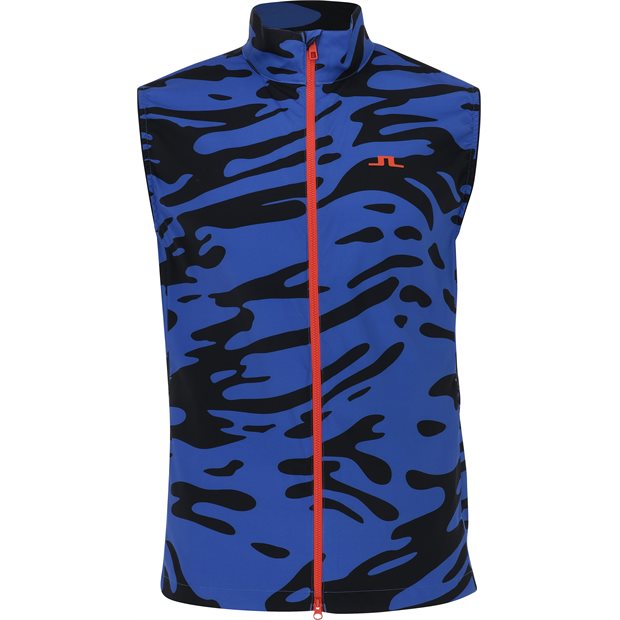 J. Lindeberg Ash Light Packable Print Vest - Neptune Nautical Blue - Size: XL