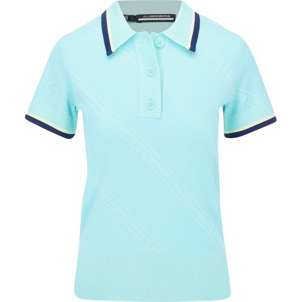 J. Lindeberg Feline Knitted Ladies Polo Shirt - Aruba Blue - Size: XS