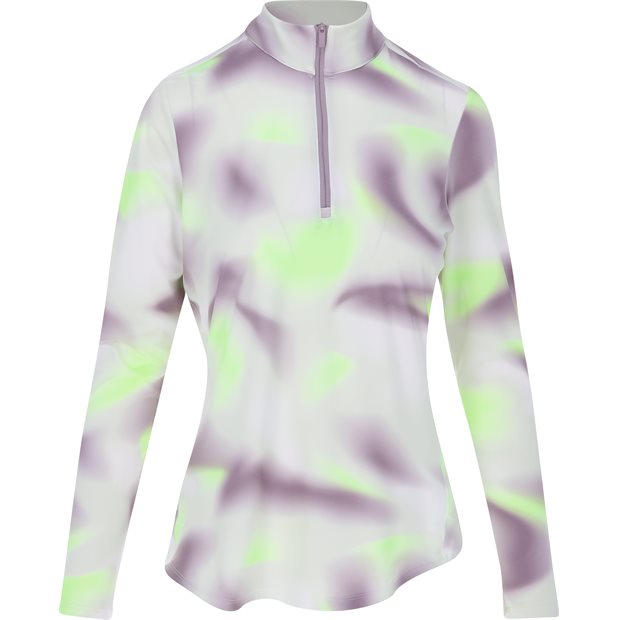 Adidas Ultimate365 Printed Quarter-Zip Mock Ladies Pullover - Green Spark - Size: XS