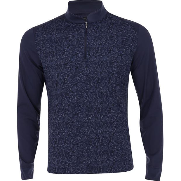 Greg Norman Shiver Shark Print Warp-Knit 1/4 Zip Pullover - Navy - Size: S