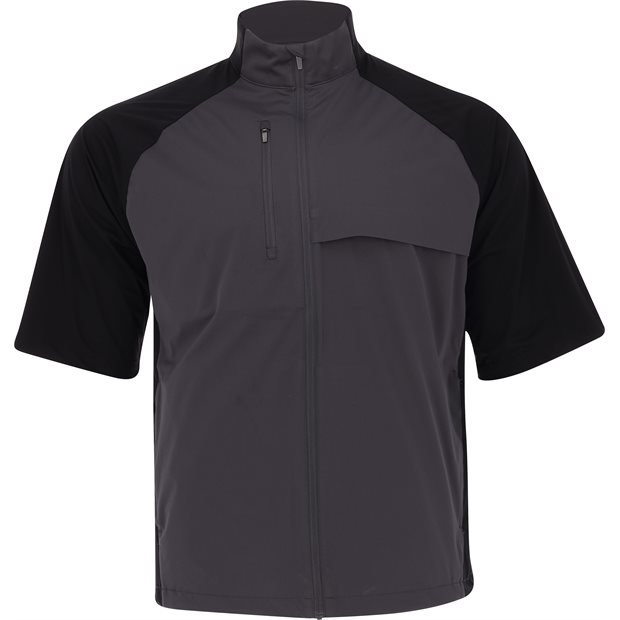 Greg Norman Weatherknit S/S Block Full Zip Jacket Rain Shirt - Charcoal - Size: M