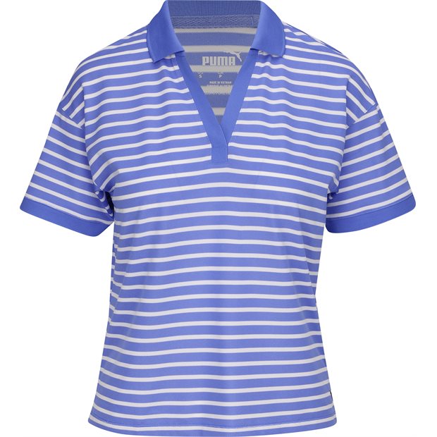 Puma EveryDay Stripe Pique Ladies Polo Shirt - Blue Skies/White Glow - Size: M
