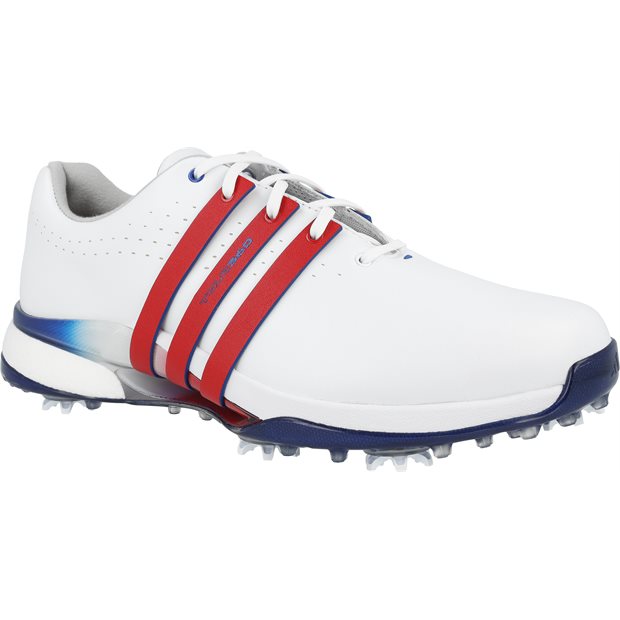 Adidas Tour360 24 Boost Golf Shoes - FTWR White/Better Scarlet/Team Royal Blue - Size: 9 M