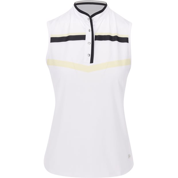 Nivo Sibyl Mock Ladies Polo Shirt - White/Honey Infusion - Size: S