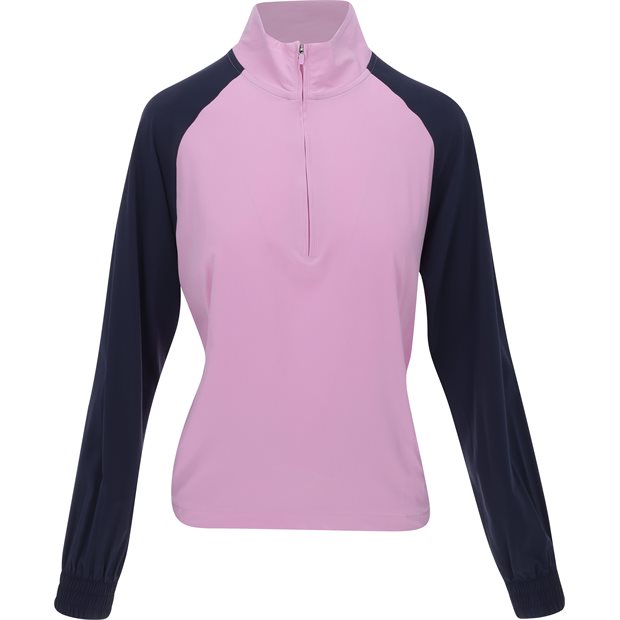 Puma LightWeight 1/4 Zip Shell Ladies Pullover - Pink Icing/Deep Navy - Size: M