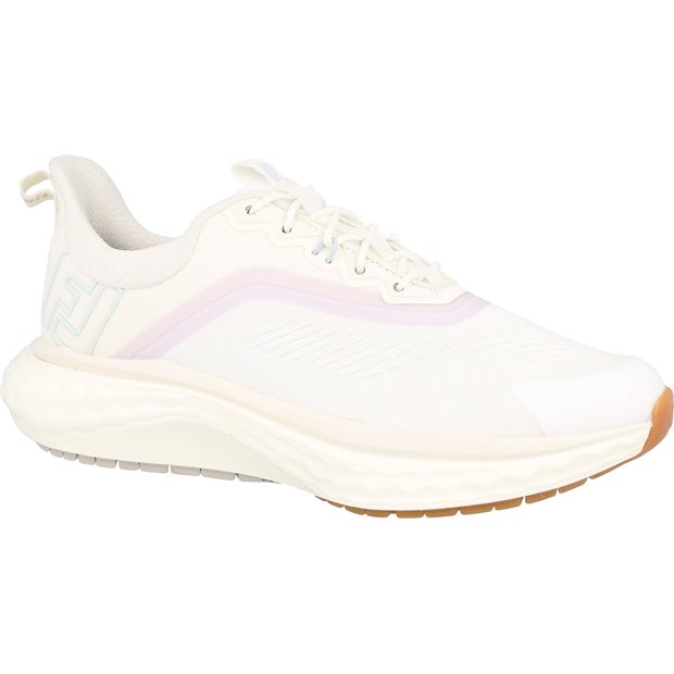 FootJoy FJ Quantum Previous Season Shoe Style Ladies Spikeless Golf Shoes - 97816 - Cream/Purple/Blue - Size: 8 M