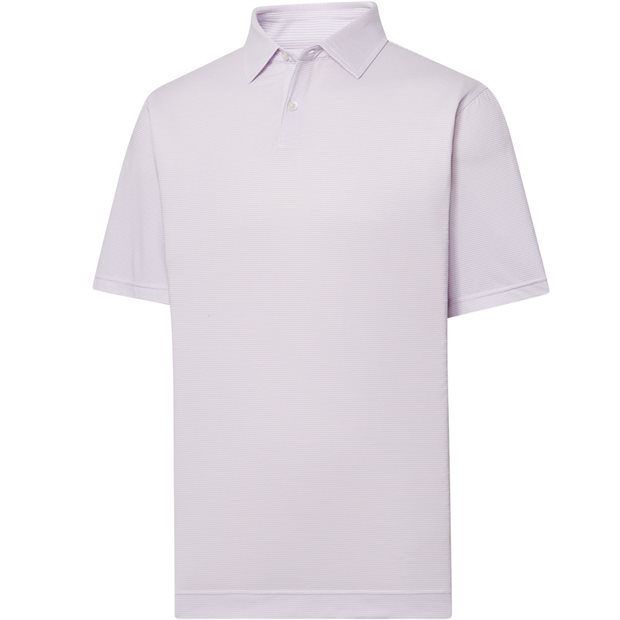 FootJoy TOUR LOGO MicroFeeder Stripe Lisle Self Collar Polo Shirt - Lavender/White - Size: L