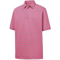 View FootJoy Stretch Lisle Pinstripe Previous Season Apparel Style Shirt Pink/White/Navy