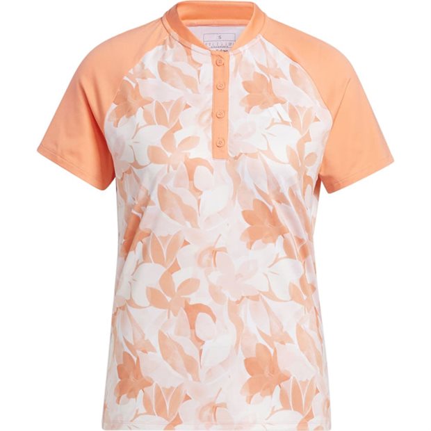 Adidas Floral Ladies Polo Shirt - Coral Fusion - Size: XS