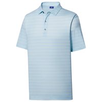 View FootJoy Athletic Fit Open Stripe Jersey Self Collar Previous Season Apparel Style Shirt Blue Haze/Lime