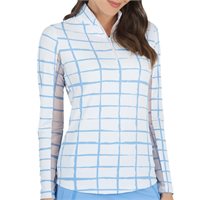 View IBKUL Print Long Sleeve Mock Neck Top Shirt White/Peri