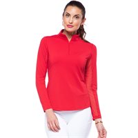 View IBKUL Solid 1/4 Zip Mock Neck Outerwear Red