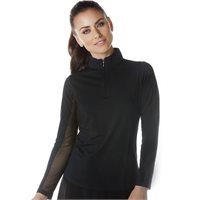 View IBKUL Solid 1/4 Zip Mock Neck Outerwear Black