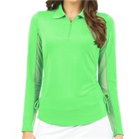 View IBKUL Adjustable Length Long Sleeve Zip Shirt Lime