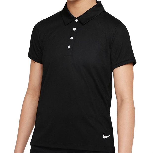 Nike Girls Dri-Fit Victory Junior Polo Shirt - Black/White - Size: XL