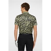 View J. Lindeberg Tour Tech Print Shirt Tour Tiger Olive