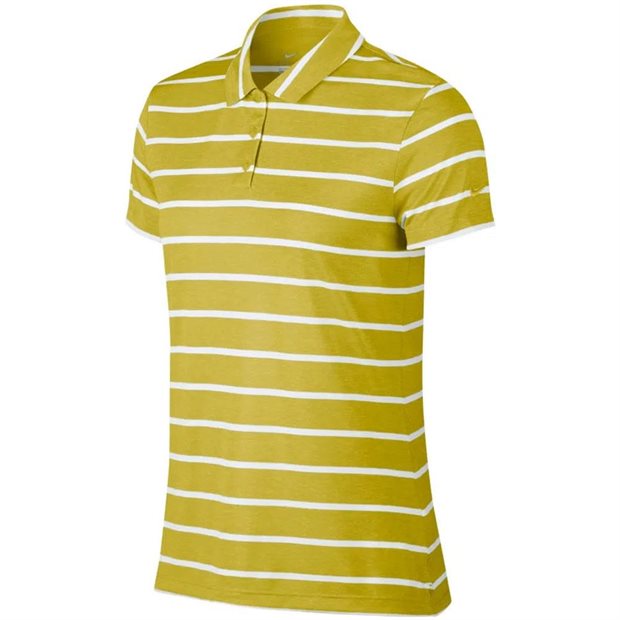 Nike Dri-Fit Striped Ladies Polo Shirt - Saffron Quartz/White - Size: XL