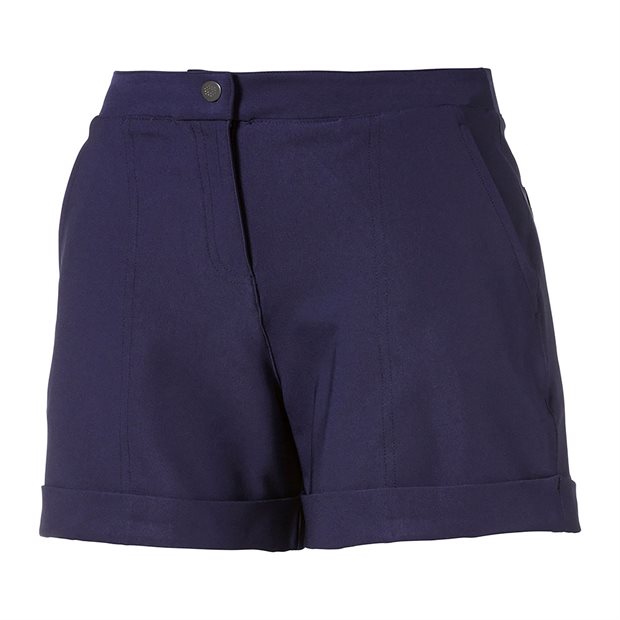 Puma Solid Ladies Flat Front Shorts - Peacoat - Size: XXS