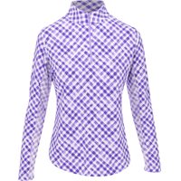 IBKUL Gingham Check Long Sleeve Zip Mock Neck Shirt