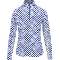 IBKUL Gingham Check Long Sleeve Zip Mock Neck