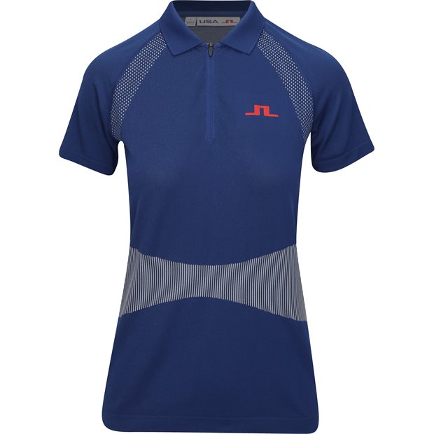 J. Lindeberg Alizee Seamless Team USA Ladies Polo Shirt - Estate Blue - Size: XS