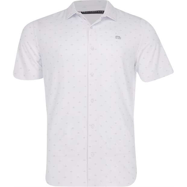 TravisMathew Set A Course Full Button Dress Shirt - White - Size: M
