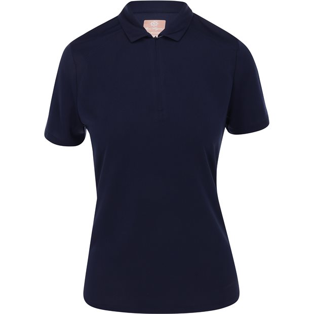 Ben Hogan Ventilation Solid Zip Ladies Polo Shirt - Peacoat - Size: M
