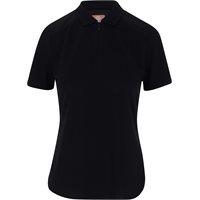 Ben Hogan Ventilation Solid Zip Ladies Polo Shirt - Caviar - Size: XL