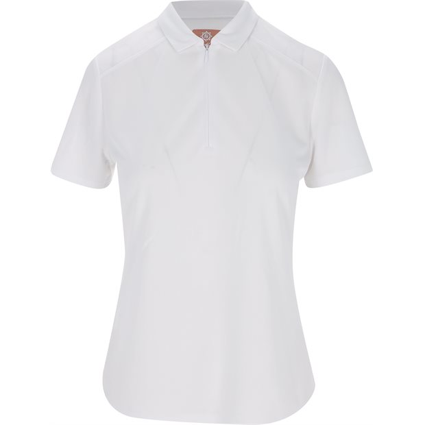 Ben Hogan Ventilation Solid Zip Ladies Polo Shirt - Bright White - Size: M