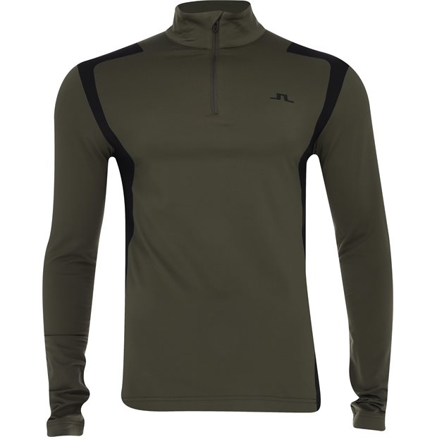 J. Lindeberg Lukas Mid Layer AW '24 1/4 Zip - Forest Green - Size: L